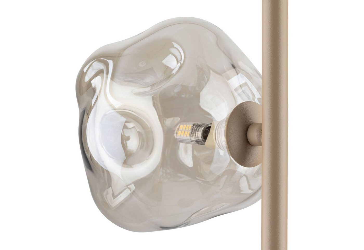 Licht-Erlebnisse Stehlampe UMERA, ohne Leuchtmittel, Metall Rauchglas G9 151 cm Beige Cognac 3-flammig Modern – Bild 3 von 5