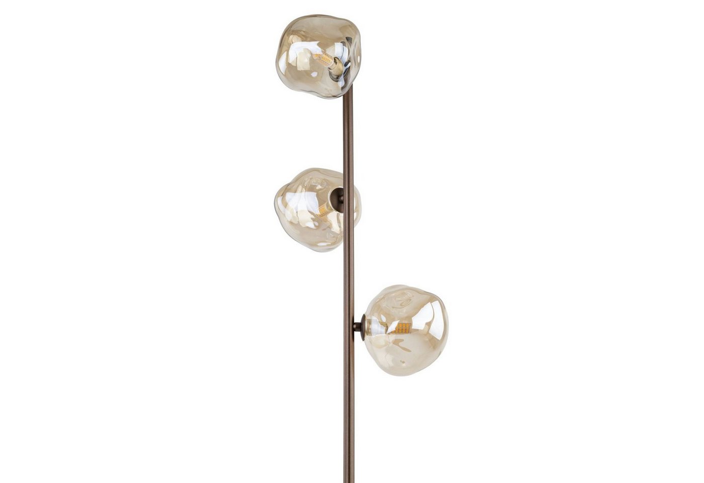 Licht-Erlebnisse Stehlampe UMERA, ohne Leuchtmittel, Rauchglas Metall 151 cm hoch Braun Cognac G9 3-flammig Modern – Bild 3 von 5