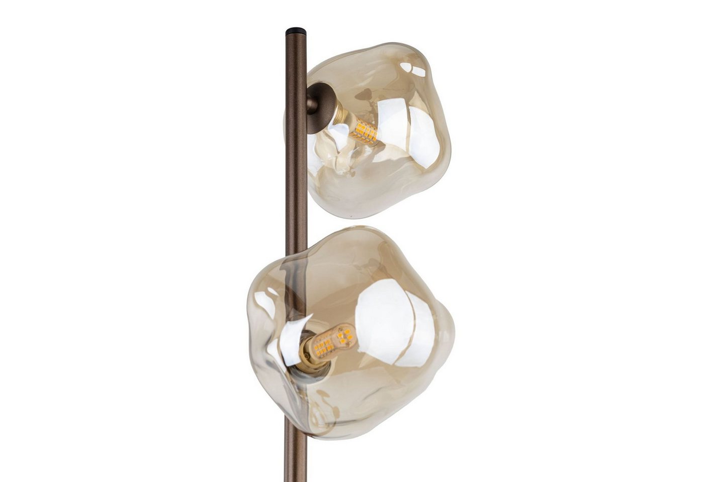 Licht-Erlebnisse Stehlampe UMERA, ohne Leuchtmittel, Rauchglas Metall 151 cm hoch Braun Cognac G9 3-flammig Modern – Bild 4 von 5
