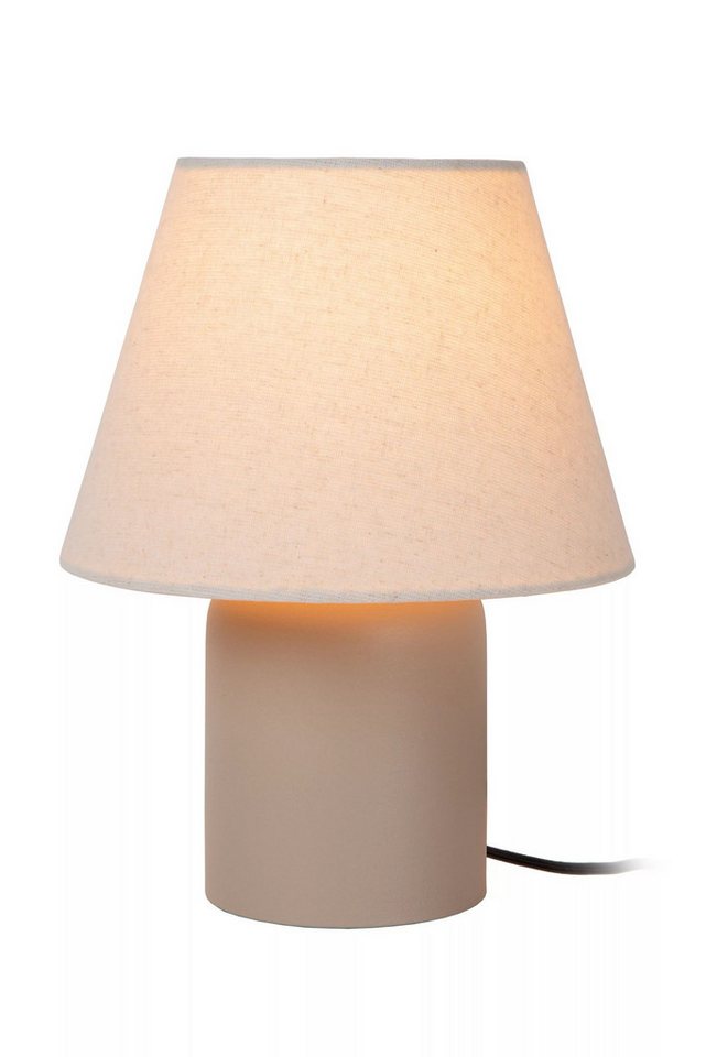 Licht-Erlebnisse Tischleuchte ORYNE, ohne Leuchtmittel, Stoff Keramik Ø 20 cm rund 27 cm Beige E14 Modern Keramikleuchte – Bild 2 von 5