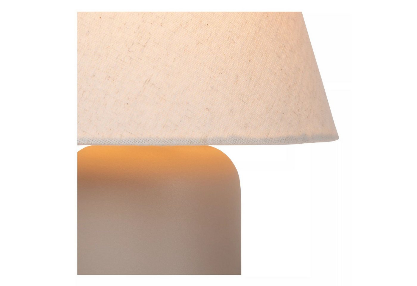 Licht-Erlebnisse Tischleuchte ORYNE, ohne Leuchtmittel, Stoff Keramik Ø 20 cm rund 27 cm Beige E14 Modern Keramikleuchte – Bild 3 von 5