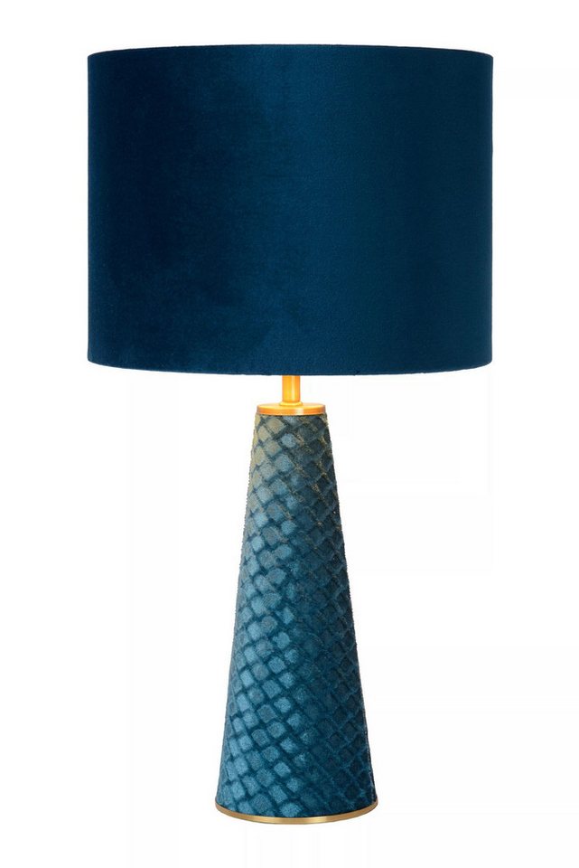 Licht-Erlebnisse Tischleuchte SENU, ohne Leuchtmittel, Metall Stoff E27 D: 25 cm rund 47 cm hoch Türkis Modern – Bild 2 von 5