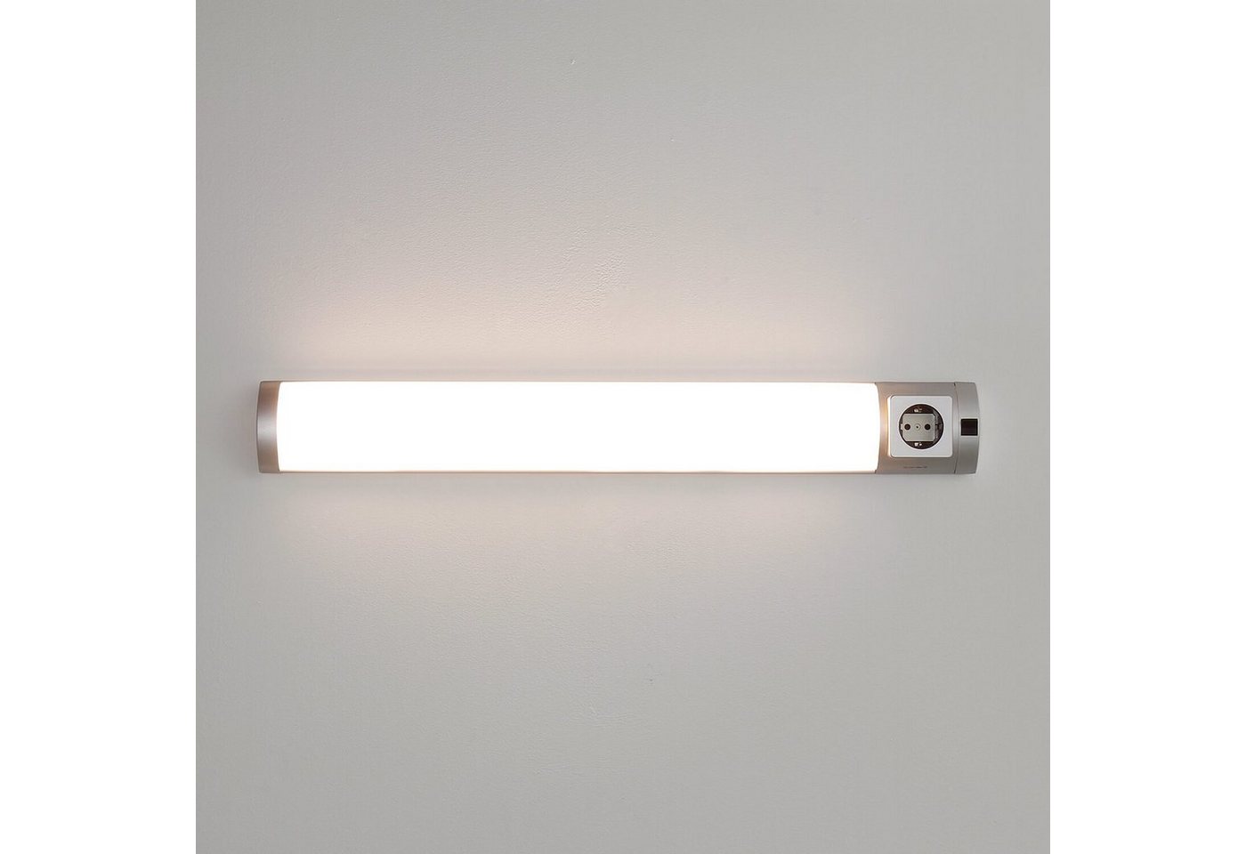 Licht-Erlebnisse Wandleuchte SOFT, LED fest integriert, Warmweiß, LED Wandlampe mit Steckdose Unterbauleuchte Bad Küche Lampe – Bild 2 von 5