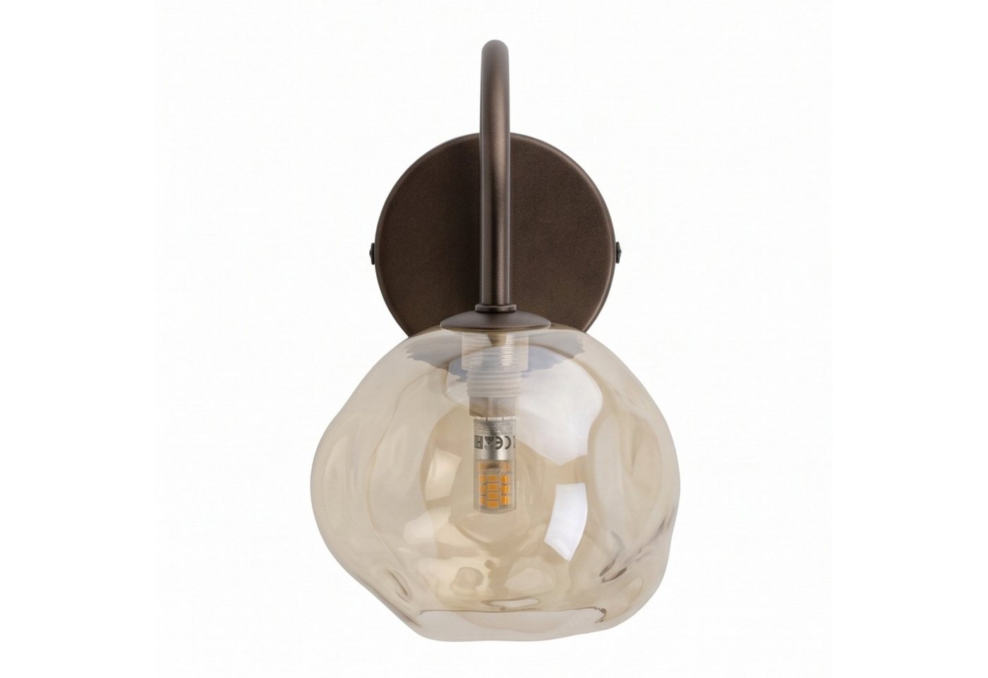 Licht-Erlebnisse Wandleuchte UMERA, ohne Leuchtmittel, Rauchglas Metall 21 cm hoch Braun Cognac G9 Modern – Bild 3 von 5