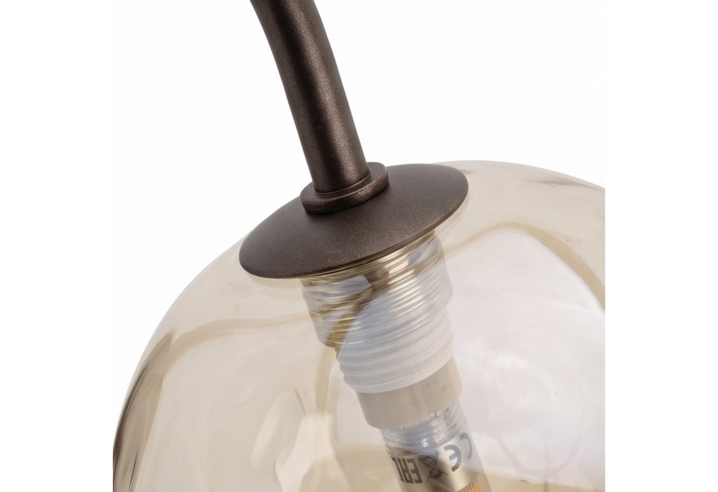 Licht-Erlebnisse Wandleuchte UMERA, ohne Leuchtmittel, Rauchglas Metall 21 cm hoch Braun Cognac G9 Modern – Bild 5 von 5