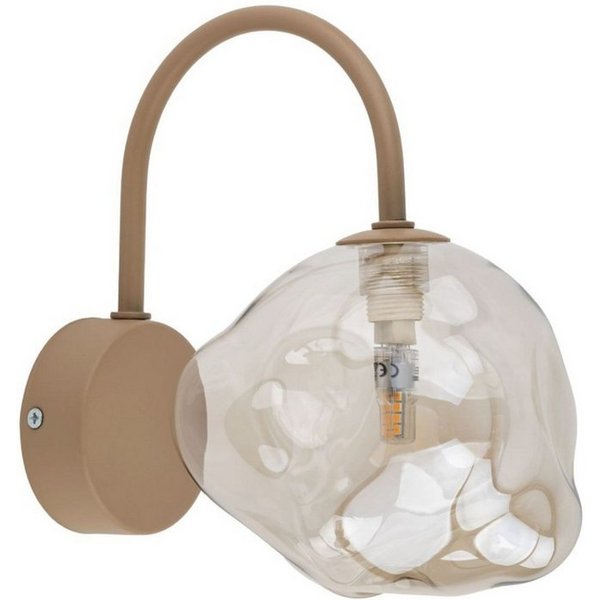 Licht-Erlebnisse Wandleuchte UMERA, ohne Leuchtmittel, Rauchglas Metall G9 21 cm hoch Beige Cognac Modern Wandlampe
