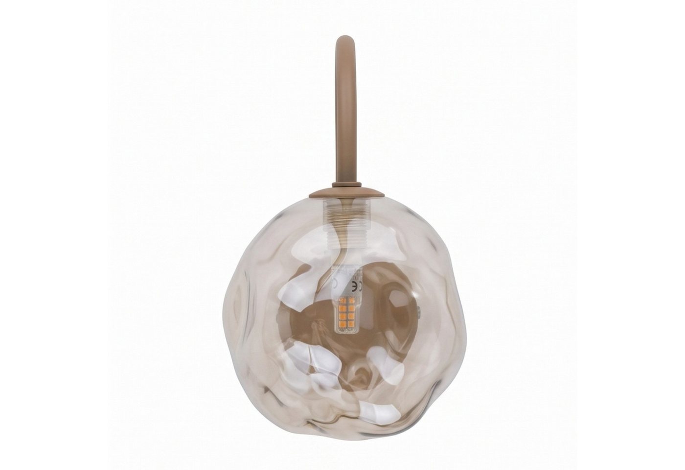 Licht-Erlebnisse Wandleuchte UMERA, ohne Leuchtmittel, Rauchglas Metall G9 21 cm hoch Beige Cognac Modern Wandlampe – Bild 3 von 5