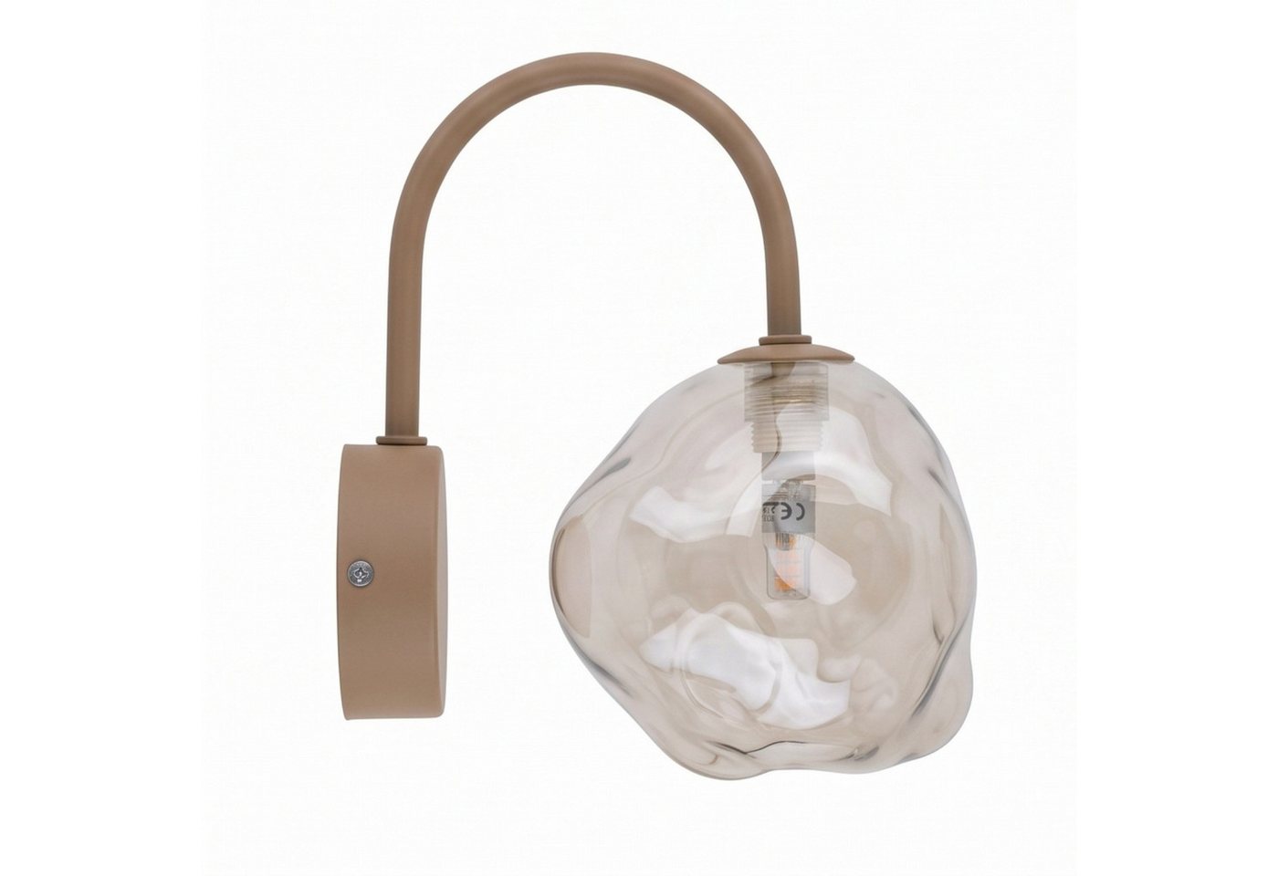 Licht-Erlebnisse Wandleuchte UMERA, ohne Leuchtmittel, Rauchglas Metall G9 21 cm hoch Beige Cognac Modern Wandlampe – Bild 4 von 5