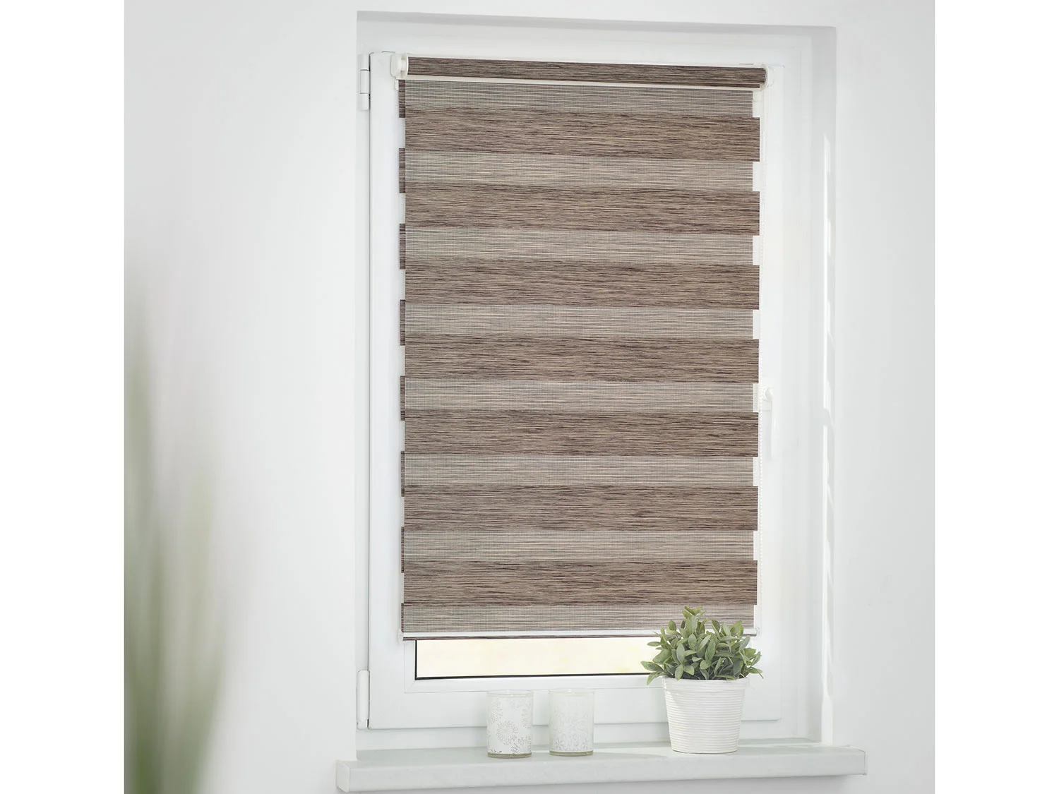 LICHTBLICK Duo Rollo Klemmfix, ohne Bohren, meliert (Hellbraun, 45 x 150 cm) – Bild 2 von 4