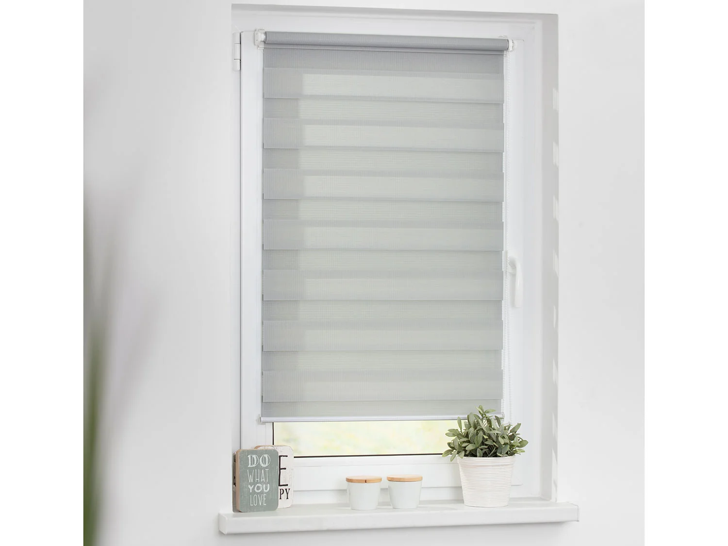 LICHTBLICK Duo-Rollo Klemmfix, ohne Bohren, verspannt, blickdicht (Grau, 60 x 150 cm) – Bild 4 von 4