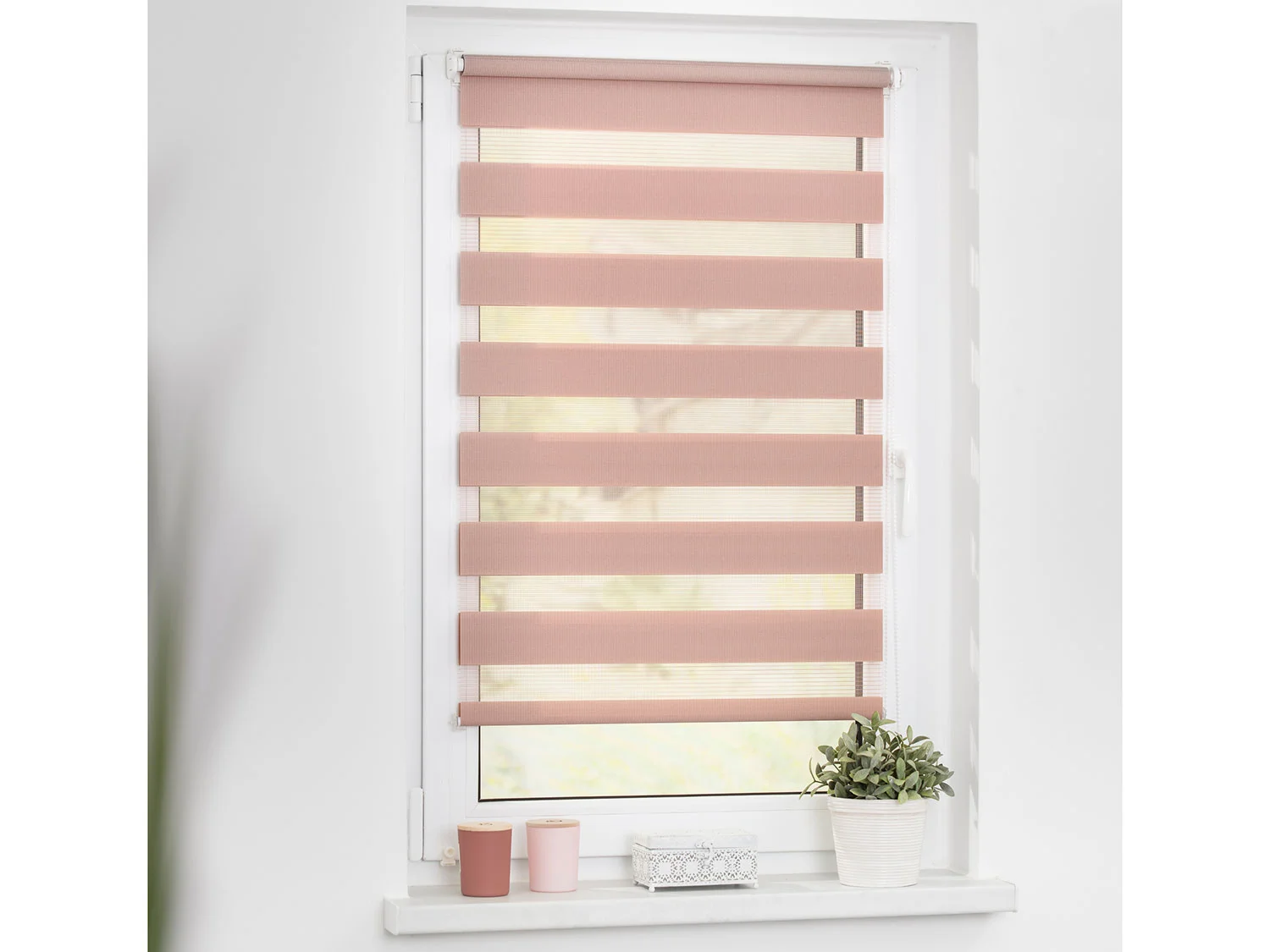 LICHTBLICK Duo-Rollo Klemmfix, ohne Bohren, verspannt, blickdicht (Altrosa, 100 x 150 cm) – Bild 2 von 4