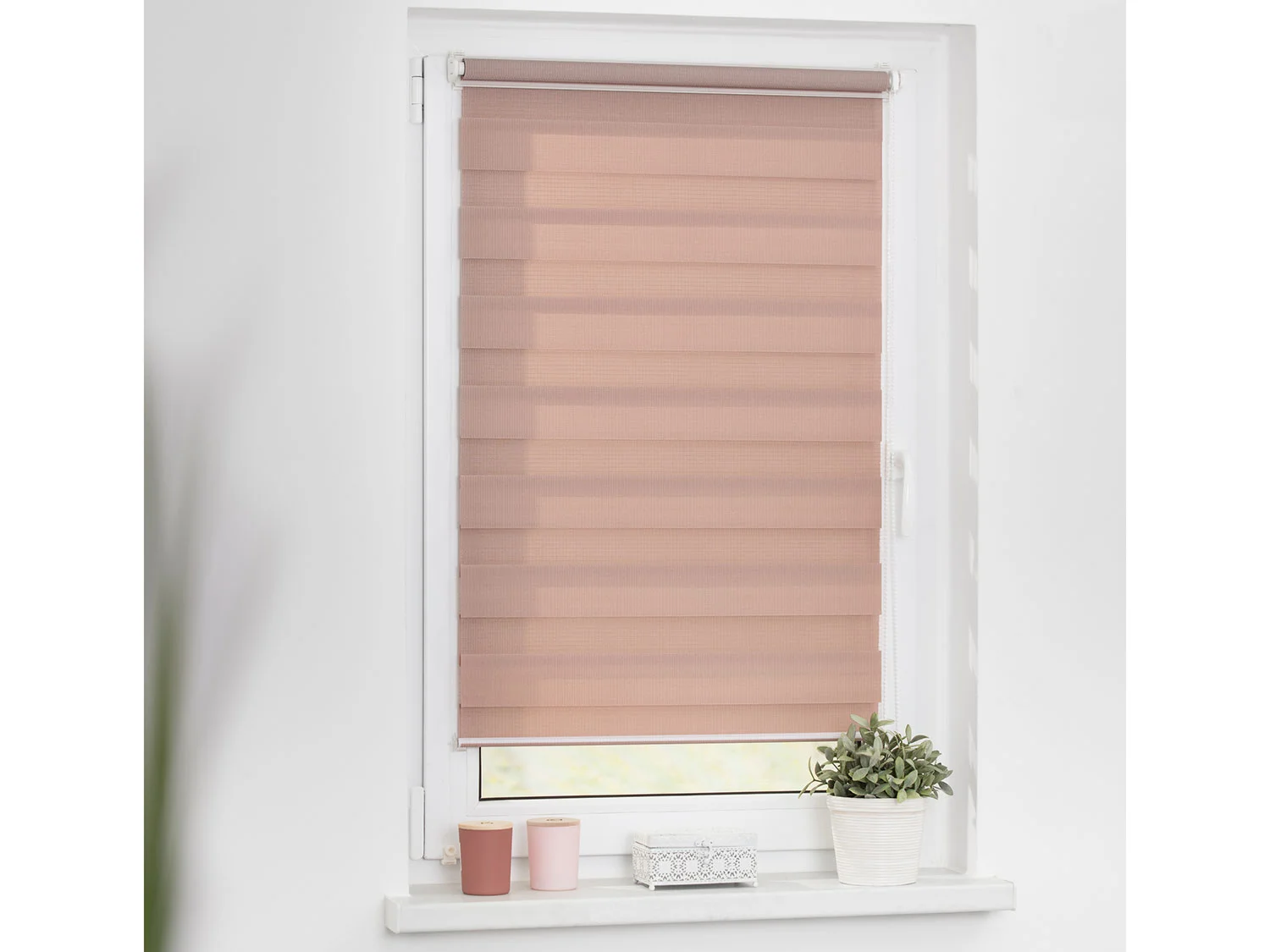LICHTBLICK Duo-Rollo Klemmfix, ohne Bohren, verspannt, blickdicht (Altrosa, 120 x 150 cm) – Bild 4 von 4