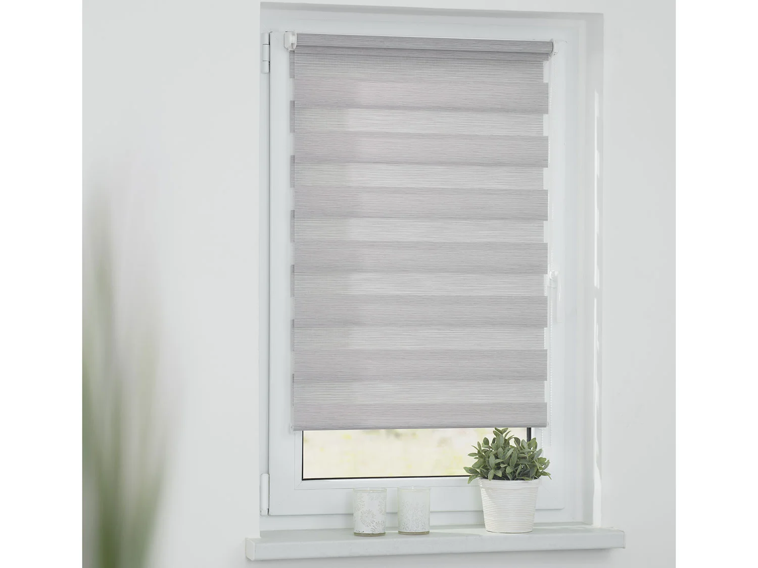 LICHTBLICK Duo Rollo Klemmfix, ohne Bohren, meliert (Hellgrau, 70 x 150 cm) – Bild 2 von 4