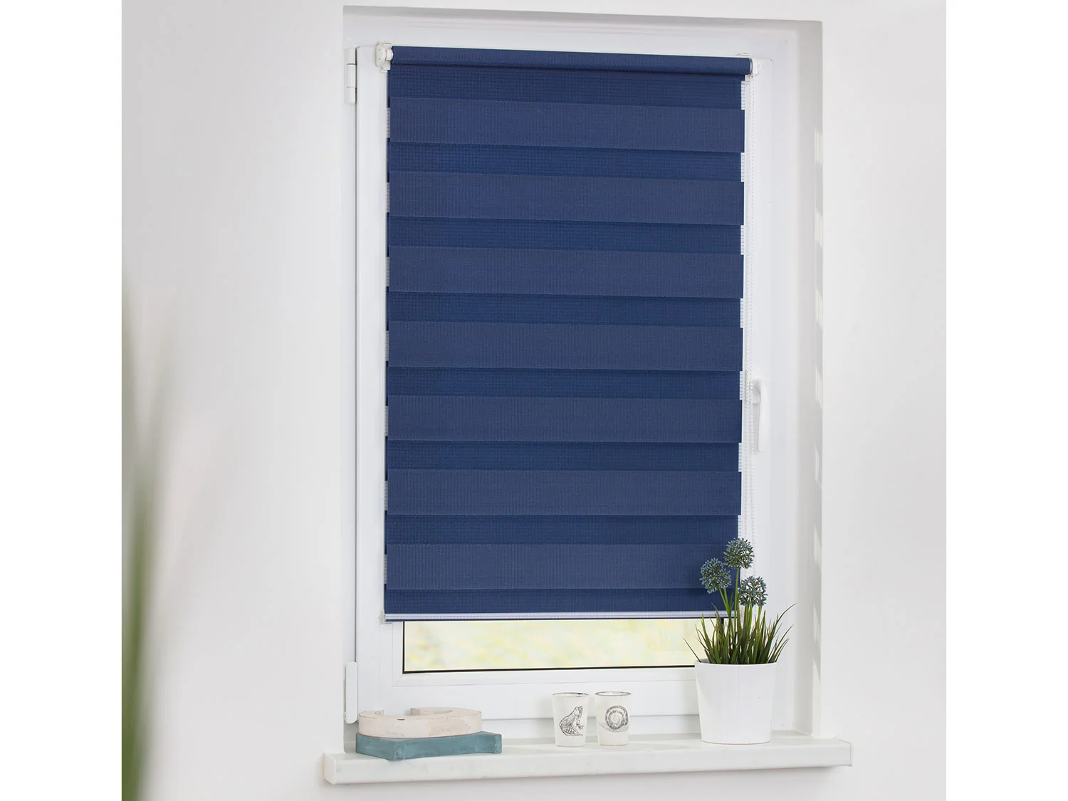 LICHTBLICK Duo-Rollo Klemmfix, ohne Bohren, verspannt, blickdicht (Blau, 80 x 150 cm) – Bild 4 von 4