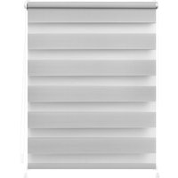 LICHTBLICK Duo-Rollo Klemmfix, ohne Bohren, verspannt, blickdicht (Grau, 90 x 220 cm)