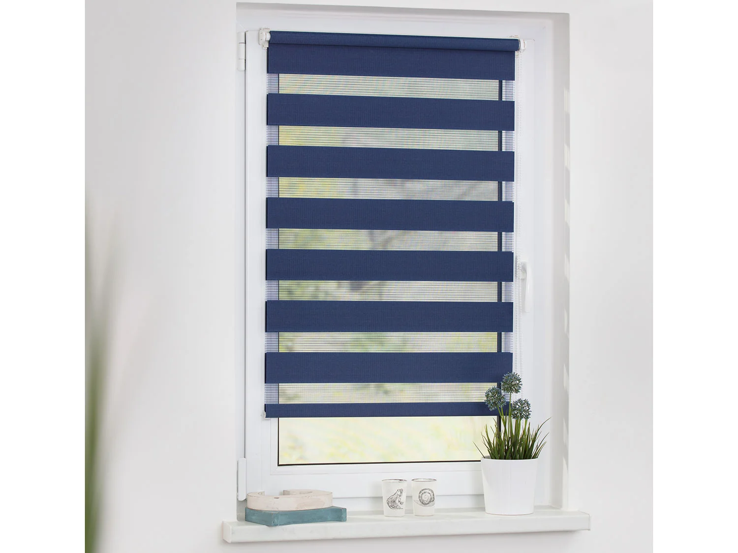 LICHTBLICK Duo-Rollo Klemmfix, ohne Bohren, verspannt, blickdicht (Blau, 90 x 220 cm) – Bild 2 von 4