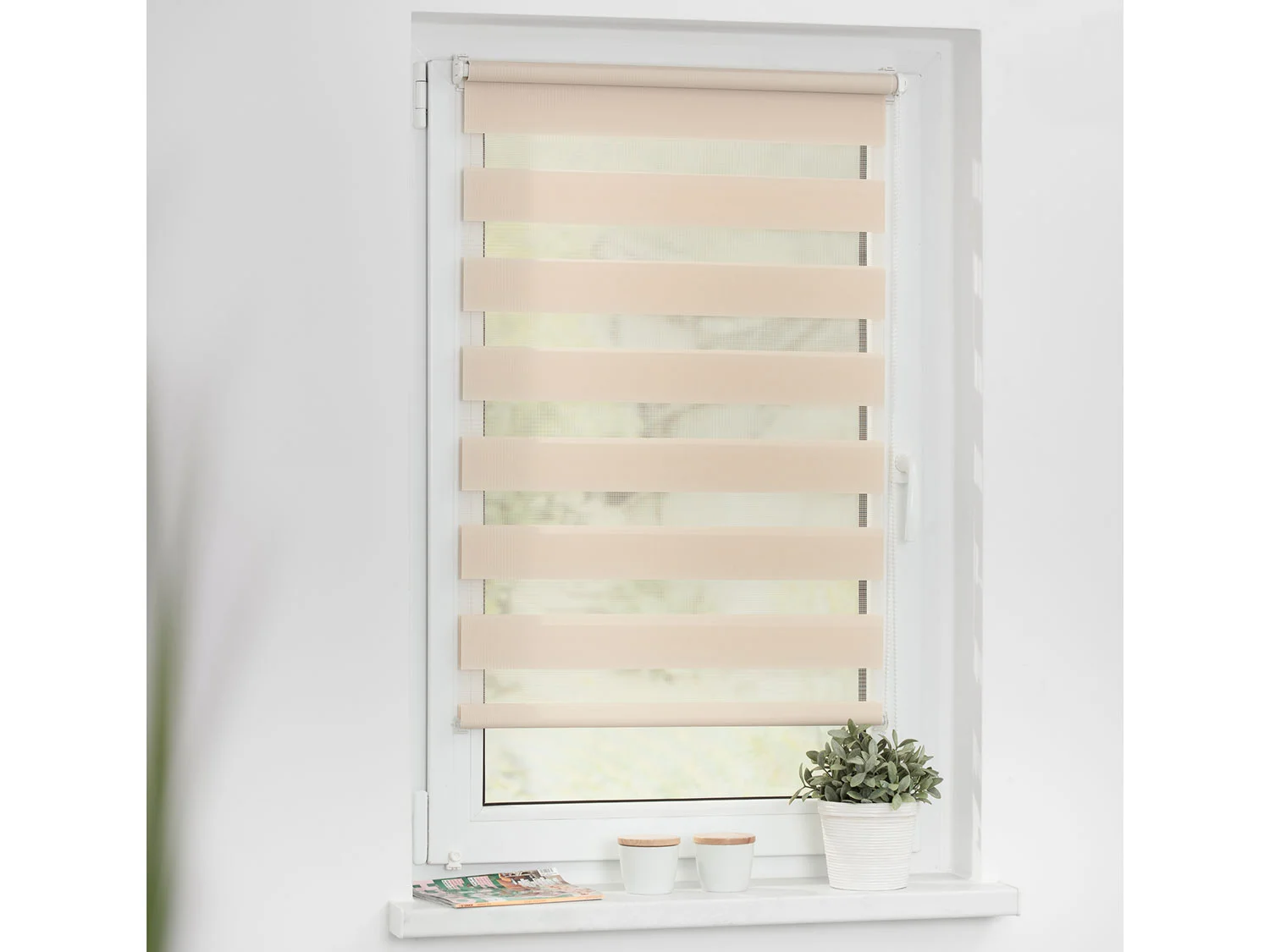 LICHTBLICK Duo-Rollo Klemmfix, ohne Bohren, verspannt, blickdicht (Creme, 70 x 150 cm) – Bild 2 von 4