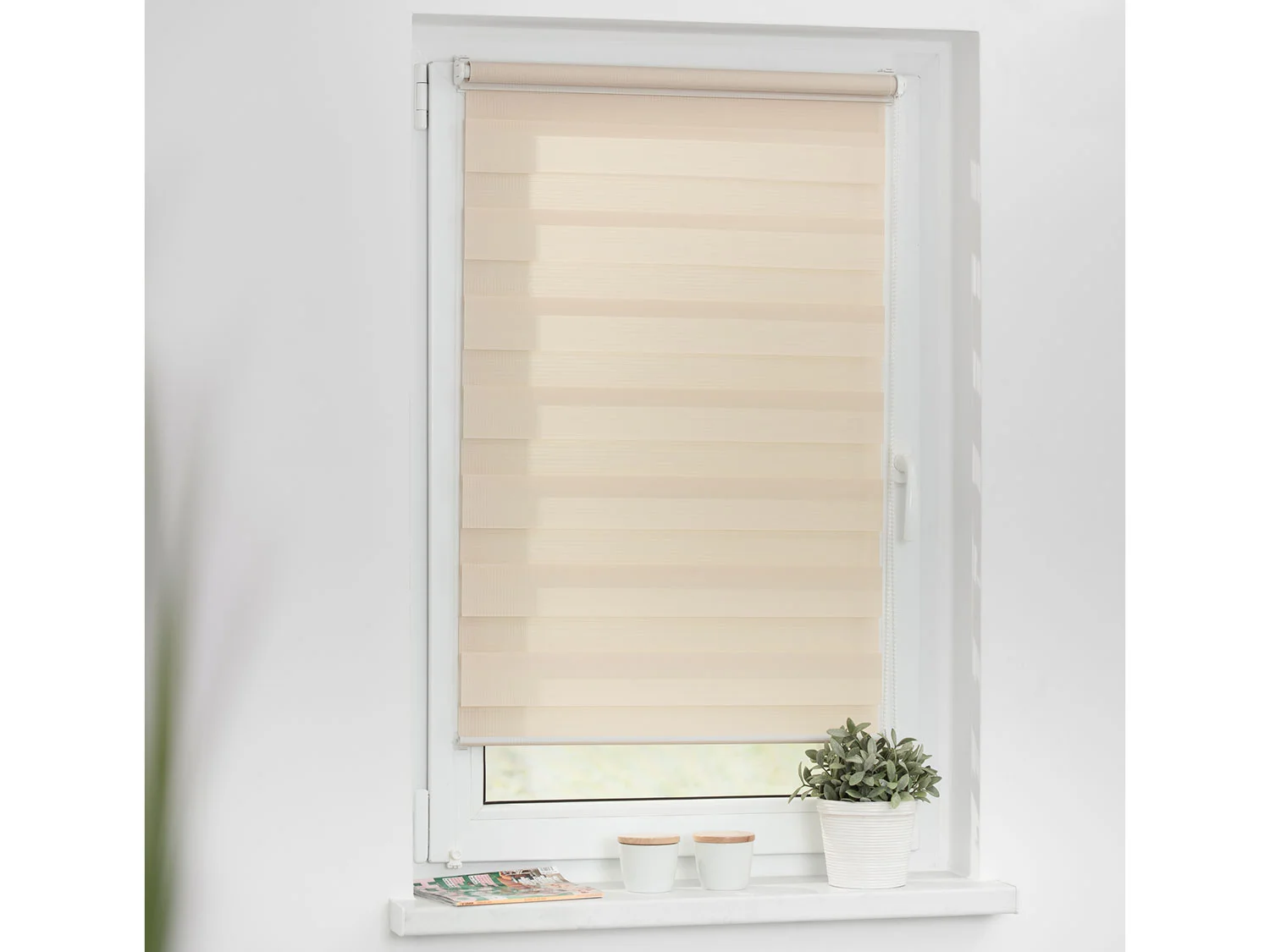 LICHTBLICK Duo-Rollo Klemmfix, ohne Bohren, verspannt, blickdicht (Creme, 70 x 150 cm) – Bild 4 von 4