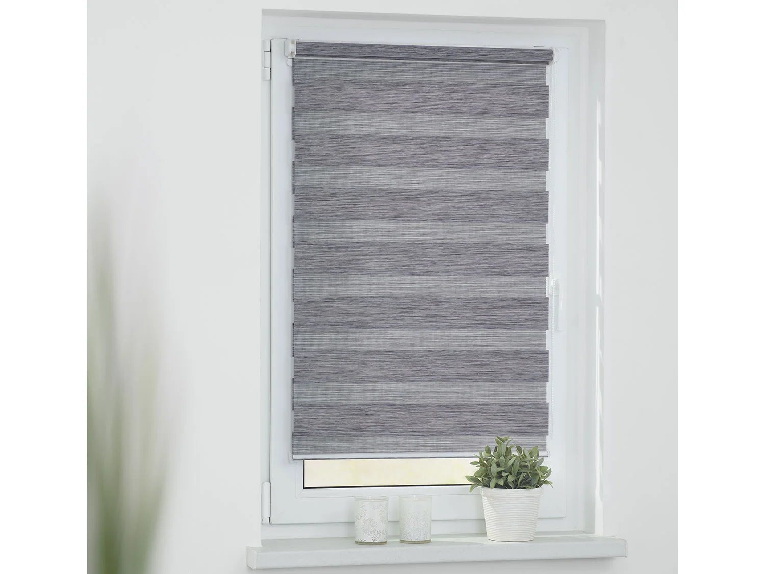 LICHTBLICK Duo Rollo Klemmfix, ohne Bohren, meliert (Dunkelgrau, 100 x 150 cm) – Bild 3 von 4