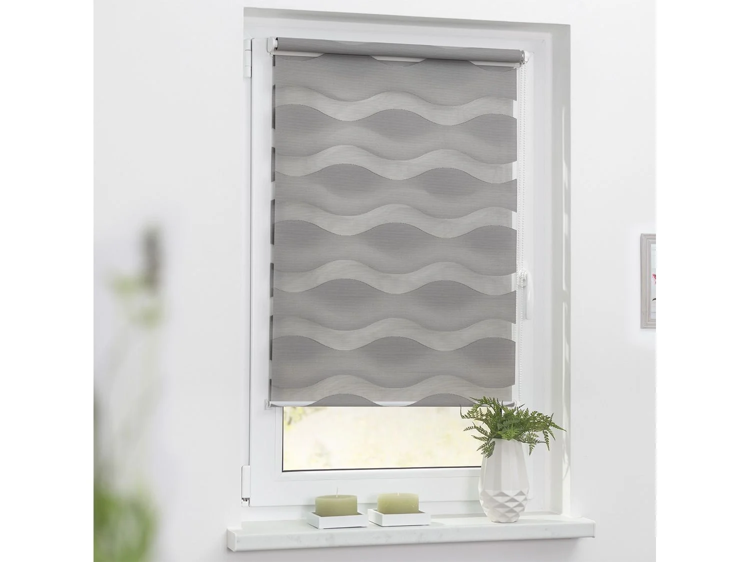 LICHTBLICK Duo Rollo Welle Klemmfix, ohne Bohren (Grau, 80x150 cm) – Bild 3 von 4