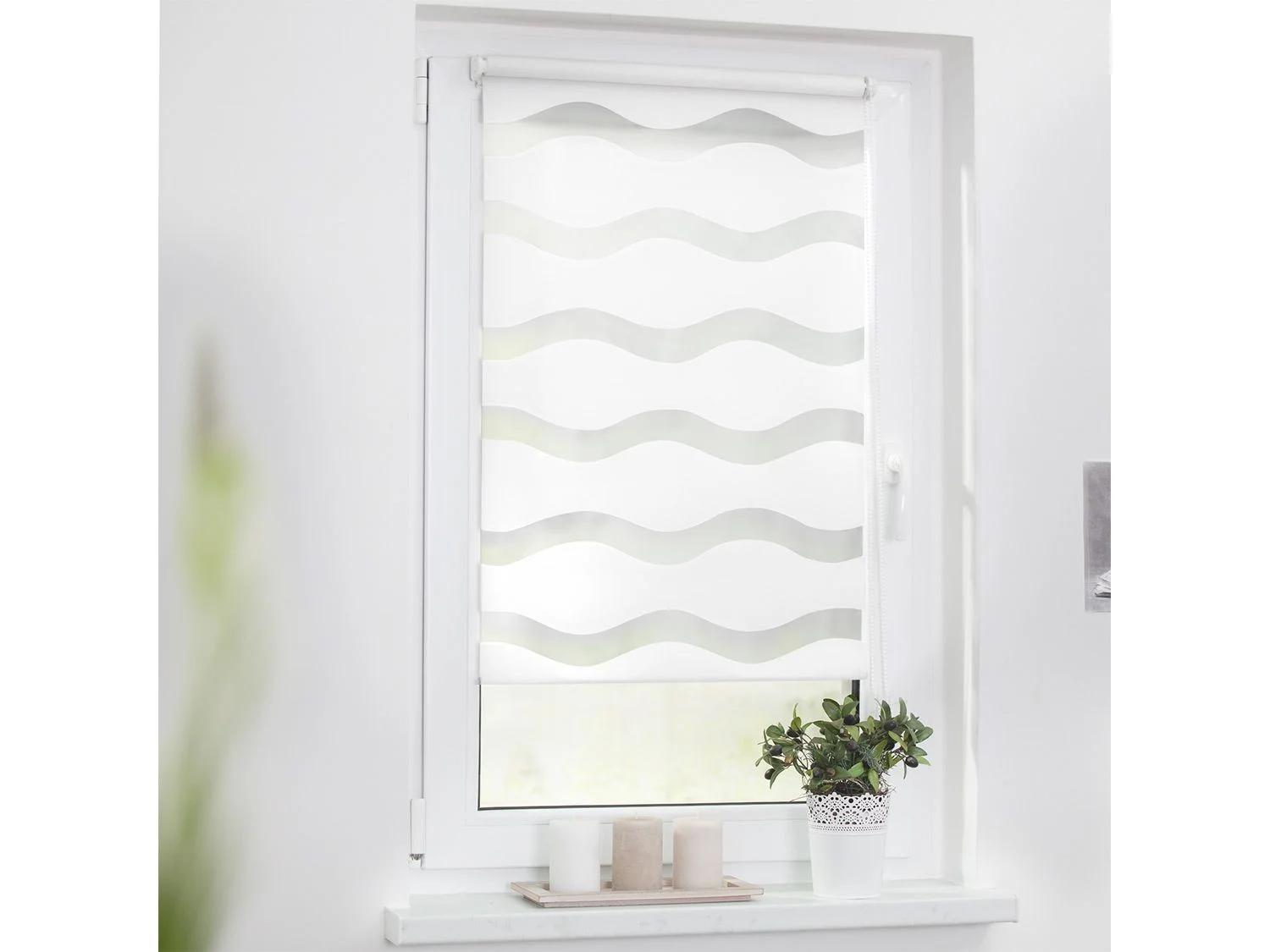 LICHTBLICK Duo Rollo Welle Klemmfix, ohne Bohren (weiß, 100x150 cm) – Bild 3 von 4