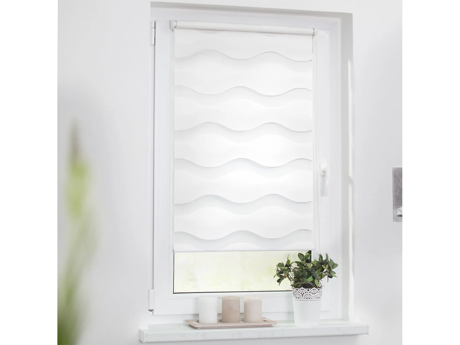 LICHTBLICK Duo Rollo Welle Klemmfix, ohne Bohren (weiß, 90x150 cm) – Bild 4 von 4
