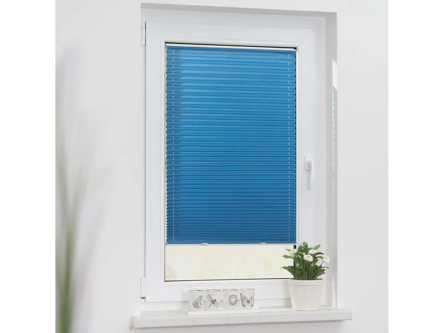 LICHTBLICK Plissee Haftfix, ohne Bohren (Blau, 55x130 cm) – Bild 2 von 4