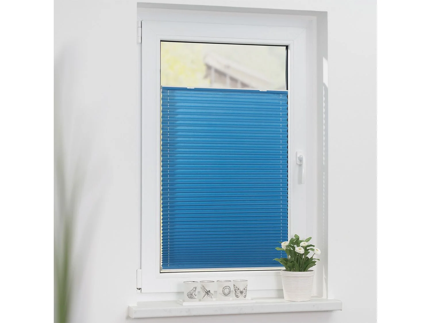 LICHTBLICK Plissee Haftfix, ohne Bohren (Blau, 55x130 cm) – Bild 3 von 4