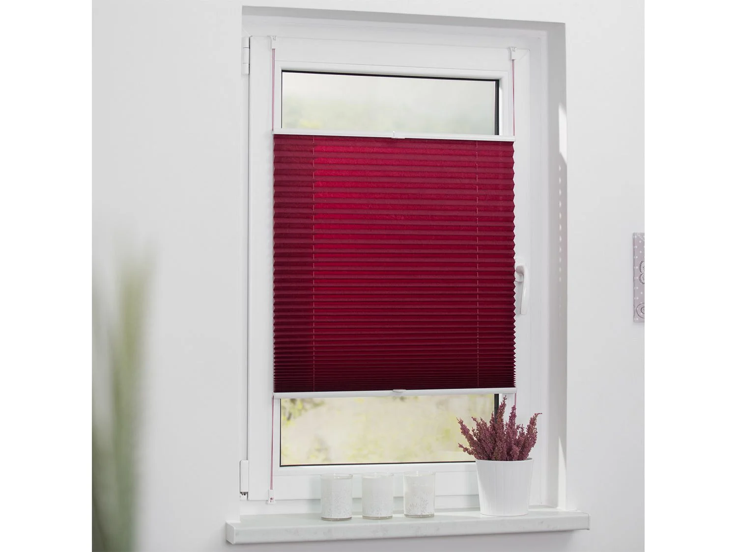 LICHTBLICK Plissee Klemmfix, ohne Bohren, verspannt (Brombeer, 110x130 cm) – Bild 3 von 4