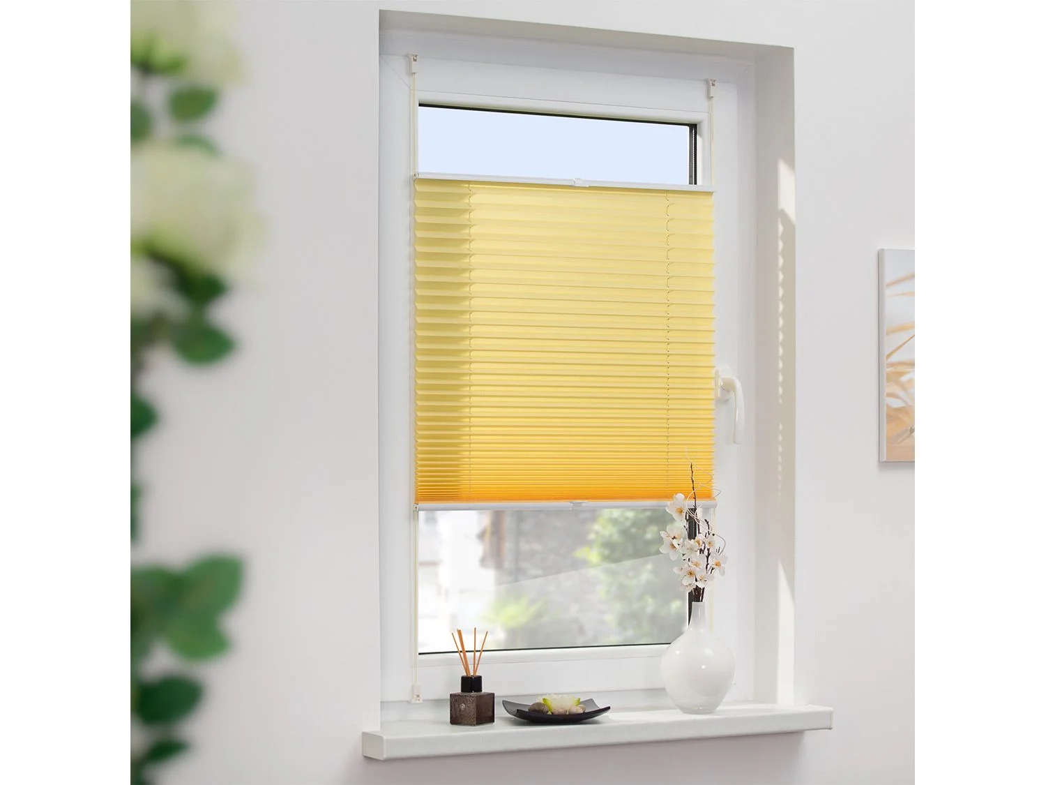 LICHTBLICK Plissee Klemmfix, ohne Bohren, verspannt (Gelb, 60x210 cm) – Bild 3 von 4
