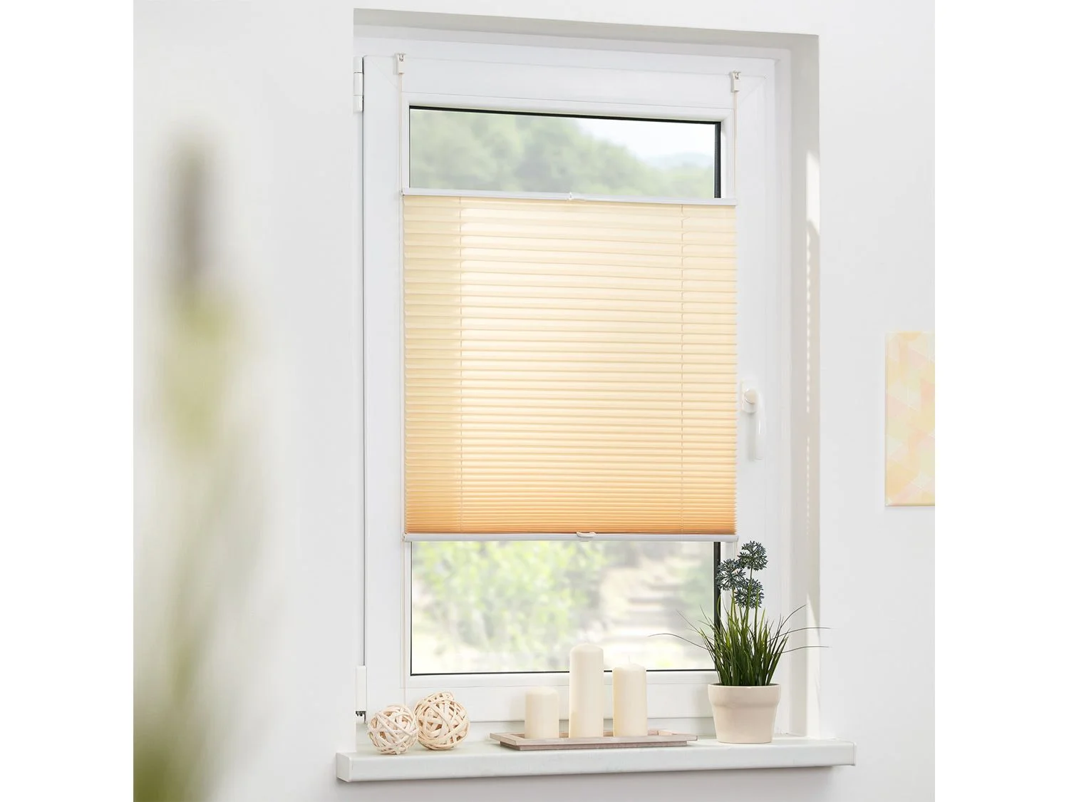 LICHTBLICK Plissee Klemmfix, ohne Bohren, verspannt (Creme, 80x210 cm) – Bild 3 von 4