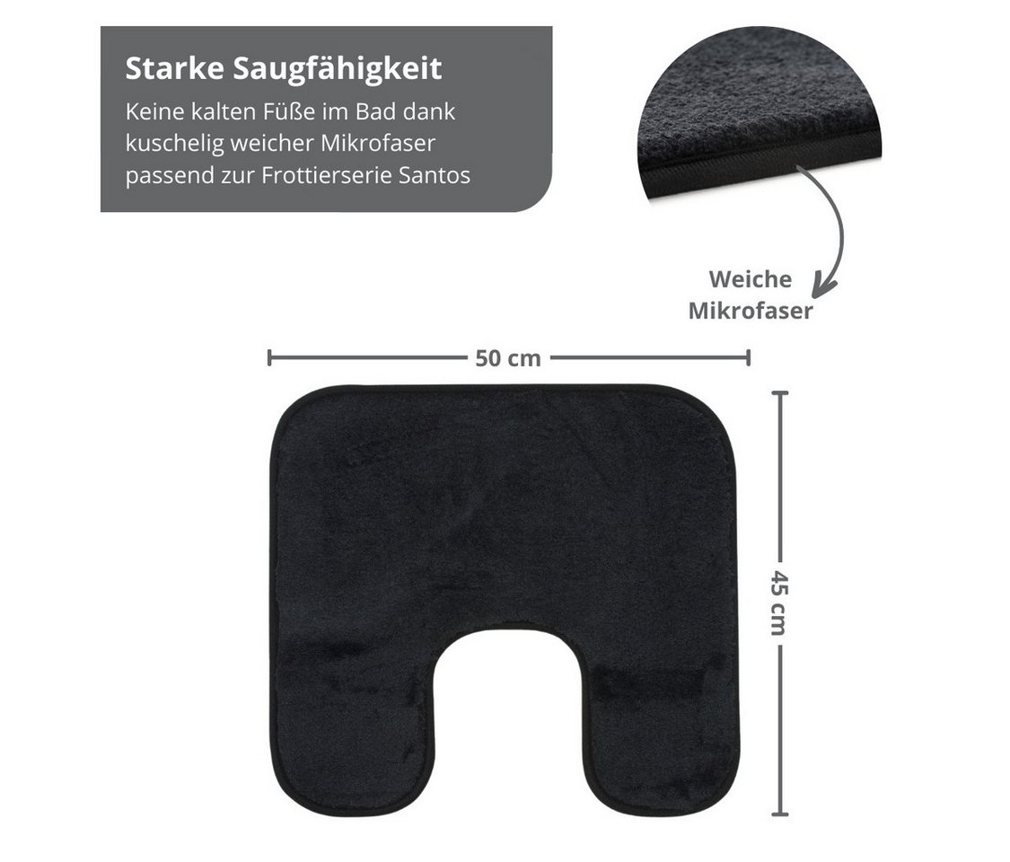 liebling Badematte Badteppich Santos, rutschhemmend beschichtet, schnell trocknend, Polyester, mit Ausschnitt, starke Saugfähigkeit, formstabil, in vielen Farbe – Bild 3 von 5
