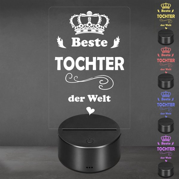 Lieblingsmensch LED Nachtlicht mit Gravur, Beste Tochter, Acryl-Lampe mit romantischem Spruch, LED fest integriert, Farbwechsel oder feste Farbe mit Fernbedienu