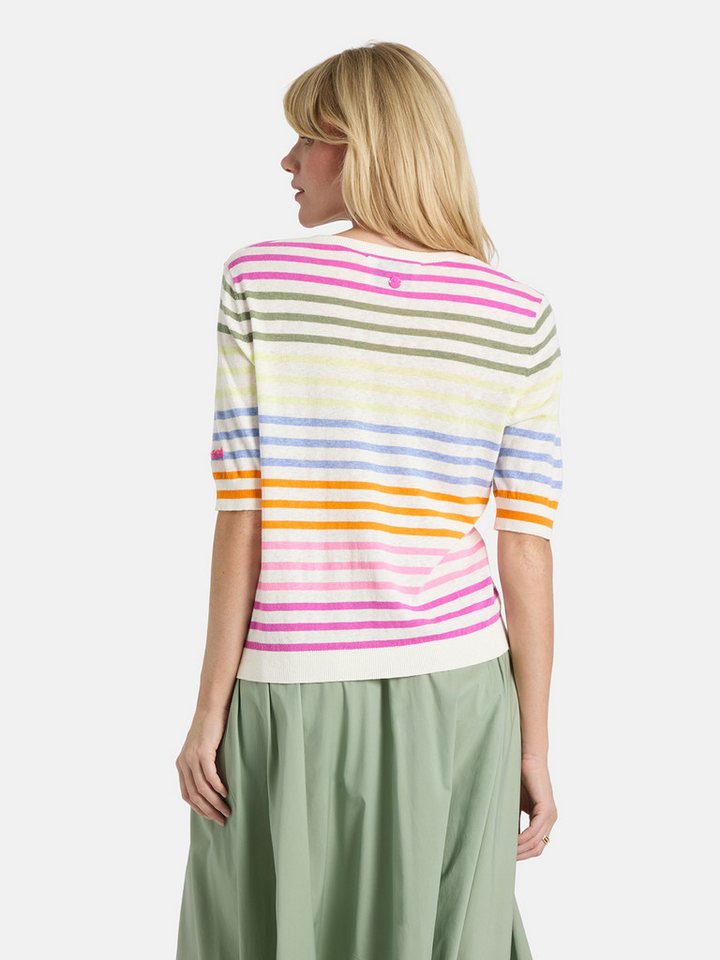 Lieblingsstück Kurzarmpullover MarvicL mit V-Ausschnitt, Materialmix mit Leinen – Bild 2 von 5