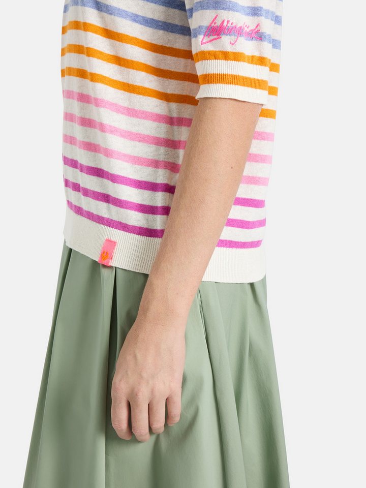 Lieblingsstück Kurzarmpullover MarvicL mit V-Ausschnitt, Materialmix mit Leinen – Bild 3 von 5