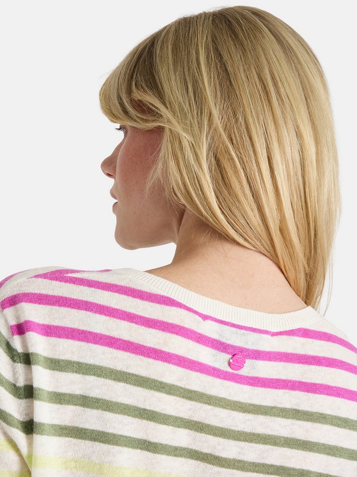 Lieblingsstück Kurzarmpullover MarvicL mit V-Ausschnitt, Materialmix mit Leinen – Bild 4 von 5