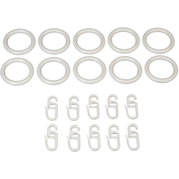 Liedeco Gardinenring, Gardinenstangen, (Set, 10-St., mit Faltenlegehaken), für Gardinenstangen Ø 20 mm