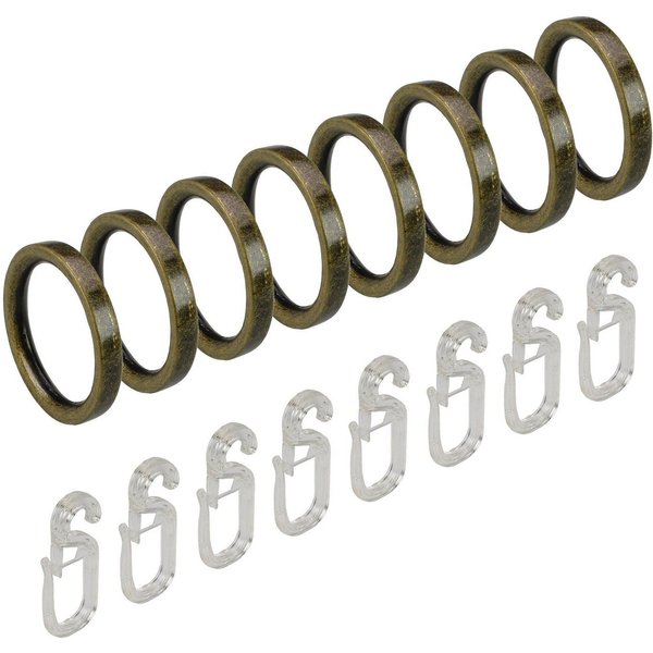 Liedeco Gardinenring, Gardinenstangen, (Set, 8-St., mit Faltenlegehaken), für Gardinenstangen Ø 16 mm