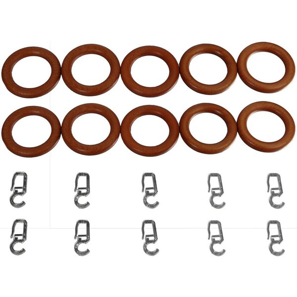 Liedeco Gardinenring, Gardinenstangen, (Packung, 10-St., mit Faltenlegehaken), für Gardinenstangen Ø 28 mm