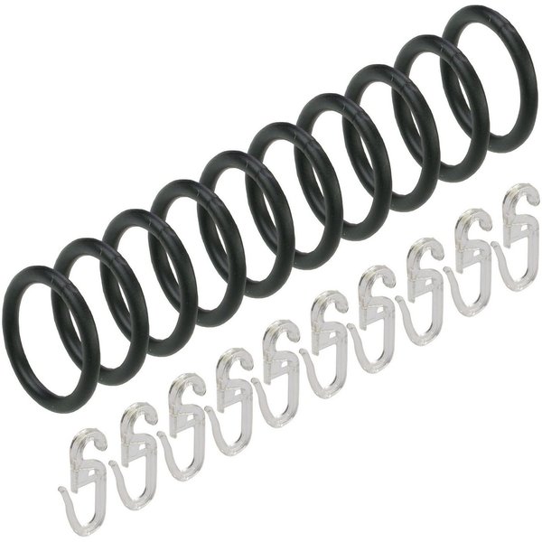 Liedeco Gardinenring, Gardinenstangen, (Set, 10-St., mit Faltenlegehaken), für Gardinenstangen Ø 20 mm