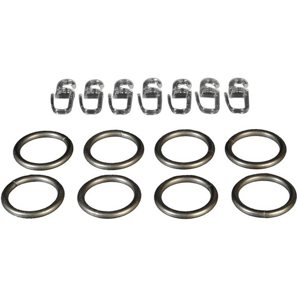 Liedeco Gardinenring, Gardinen, (Set, 8-St., mit Faltenlegehaken), für Gardinenstangen Ø 16 mm