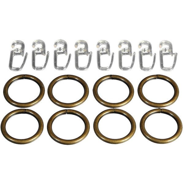 Liedeco Gardinenring, Gardinen, (Set, 8-St., mit Faltenlegehaken), für Gardinenstangen Ø 16 mm