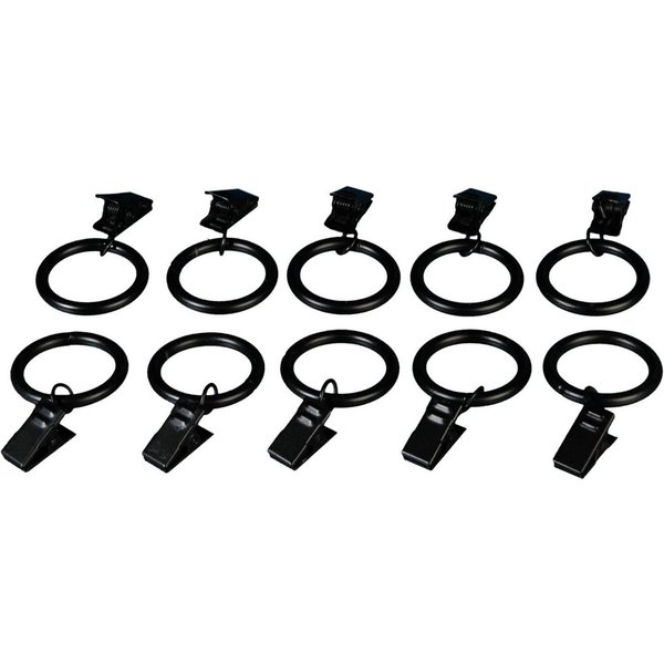Liedeco Gardinenring, Gardinen, (Set, 10-St., mit Klammern), für Gardinenstangen Ø 16 mm