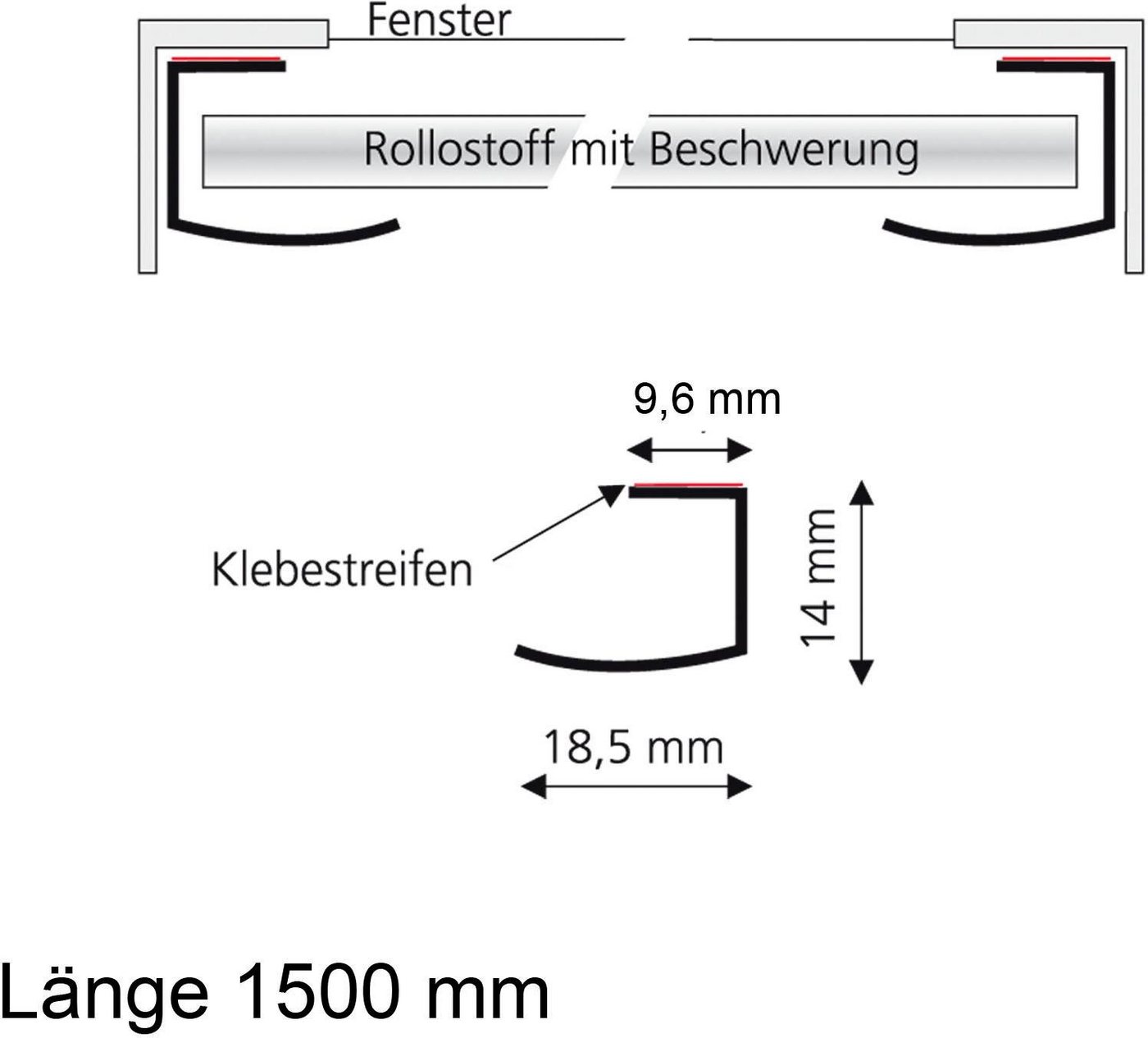Liedeco Klebeschiene, Rollos, (Set, 2-tlg), selbstklebend – Bild 2 von 3