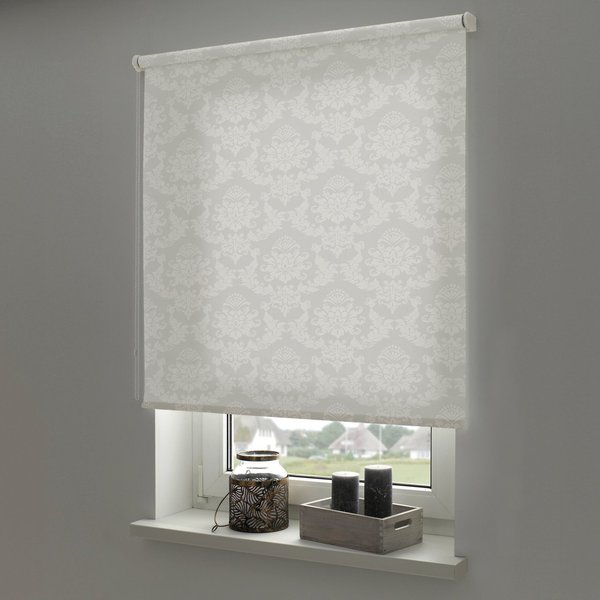 Seitenzugrollo Seitenzugrollo Design Ornament, Liedeco, transparent, mit Bohren, freihängend, verschraubt, Lichtdurchlässig mit Sichschutz, flexibel montierbar