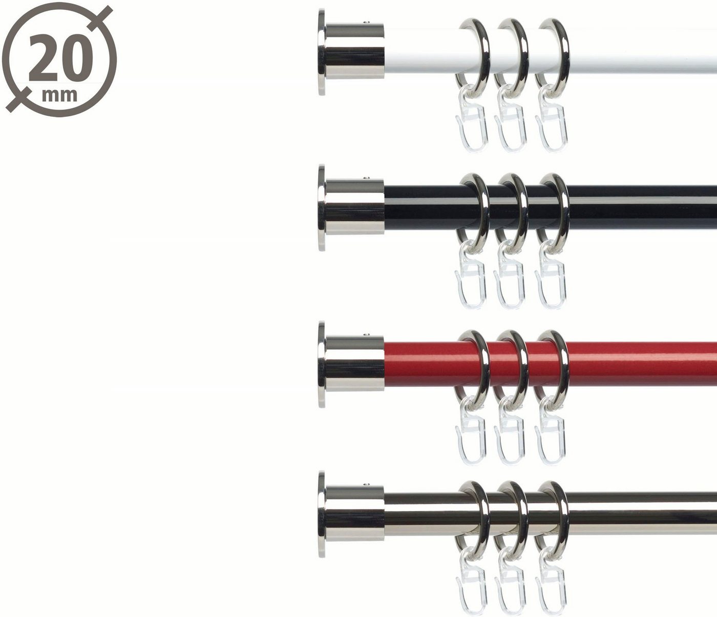 Liedeco Wandbefestigung Wandlager, Wandhalter für 20 mm Gardinenstangen "Celebration", (1-St), Träger, Wandträger – Bild 2 von 3