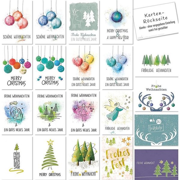 LifeDesign Weihnachtskarte Postkarten-Set "Weihnachten", Weihnachtsgrußkarten Set, Frohe Weihachten DIN A6 Karten