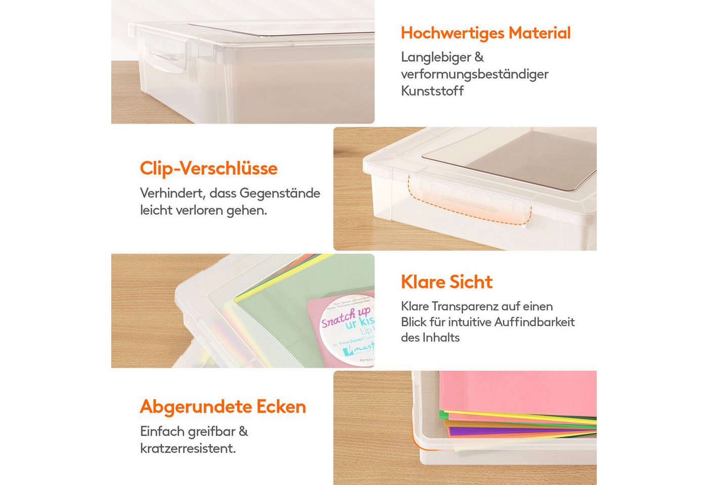Lifewit Aufbewahrungsbox Aufbewahrungsbox A4 mit Deckel, Dokumentenbox Archivbox, Storage Box (8 St) – Bild 3 von 5