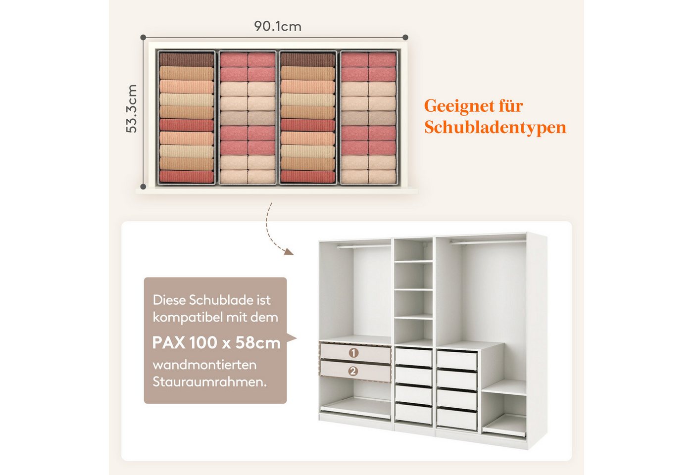 Lifewit Aufbewahrungsdose Schubladen Organizer, Kleiderschrank Organizer, Schrank Organizer und. (8 St) – Bild 2 von 5