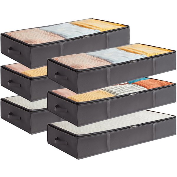Lifewit Aufbewahrungsdose Unterbettkommode, Unterbett Faltbare Aufbewahrungsbox mit Deckel (6 St)